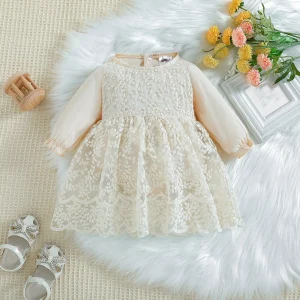 Infant Baby Girls Rompers Dress Lace Stitching Long Sleeve Floral Print Romper Newborn Clothes Baby Bodysuits 0M-3M-6M-12M-18M