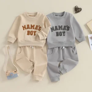 Lioraitiin 0-3Y Newborn Toddler Baby Boy Fall Winter Outfits Letter Crewneck Sweatshirt Casual Pants Set 2Pcs Clothes
