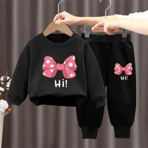 Spring Autumn Toddler Girl Tracksuit Bow Print Clothes Set 2PCS Long Sleeve Top and Pants Girls Outfit Sets Children Tracksuit