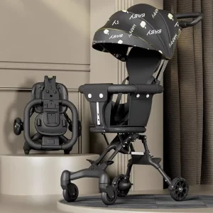 High Landscape Baby Stroller 0~6 Years Old Can Sit and Lie Down Lightly One-key Folding Children's Two-way Push Trolley