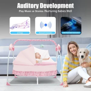Electric Baby Crib Cradle Baby Bassinet Auto Rocking Chair Infant Rocker Auto Swing Bed for Infant Newborn Baby Boys & Girls