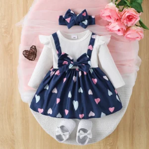 0-24M Infant Baby Girls Dress Butterfly Rib Knit Long Sleeve Skirt Newborn Clothes Baby Princess Party Dresses with Headbands