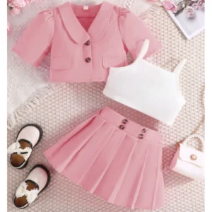 Teens Matching Clothes Toddler Kids Girls Summer Clothes Solid Short Sleeve Coat Suit Camisole Crop Teen Girls Athletic Pants