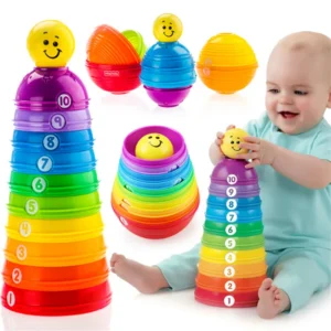 Baby Stacking Cup Early Educational Toy Rainbow Stack Tower Number Sorting Game Fine Motor Skills Montessori Sensory Toddler Toy