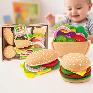 28pcs Felt Cloth Food toy Simulation Felt Food Hamburger Cloth Hot Dog set DIY Pretend Play Children Kitchen Role Play Toys Gift