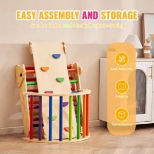 Triangle Set 5 in 1 Toddler Climbing Toys Indoor Playground for Toddlers 1-3 Years Large Size Wooden Climbing Set