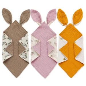 Baby Blanket Muslin Newborn Baby Sleeping Accessories Cute Rabbit Soft Cotton Gauze Kids Sleep Soothe Appease Towel Bibs