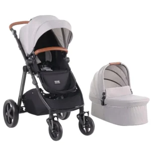 Stroller Travel System Bassinet Playard Baby Combo Set Light Gray